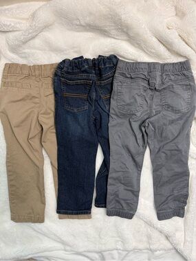 Boys Pants bundle 3T - Khaki, Dark Blue Denim & Gray